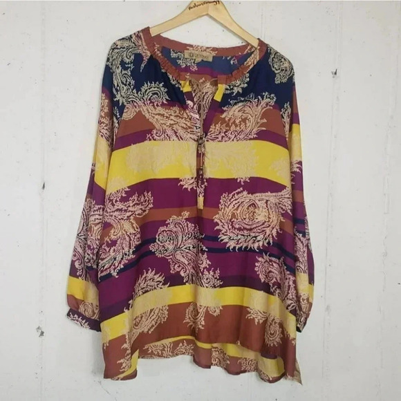 Democracy 1X Tunic Top Boho Hippie Multicolored Southwestern Festive NEW - Picture 1 of 7